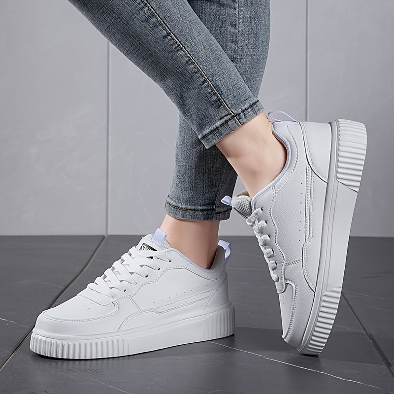 Sleek Faux Leather Colorblock Skate Sneakers for Women | Perfect for Casual Days