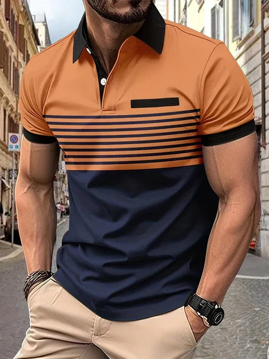 Louis｜stripe summer polo for men