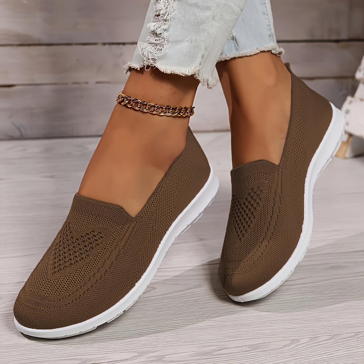 Elegant Solid Color Knitted Sneakers for Women | Perfect for Casual Days