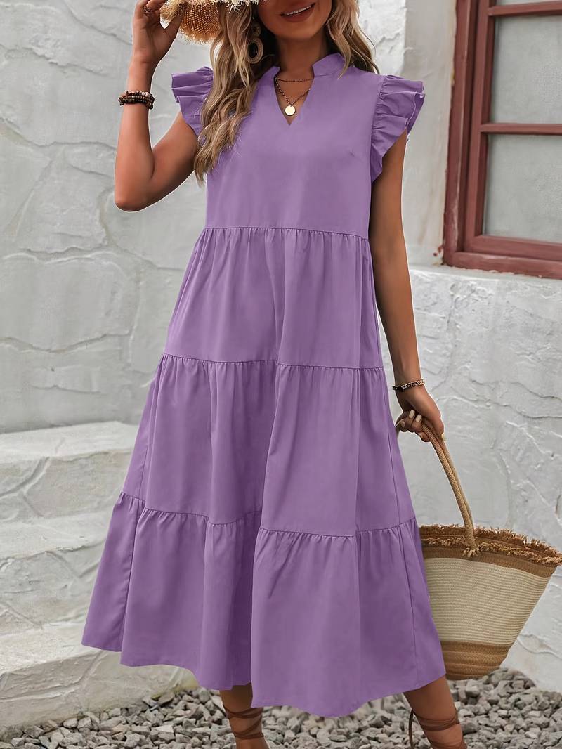 Emma – elegant dress with ruffle sleeves for spring and summer