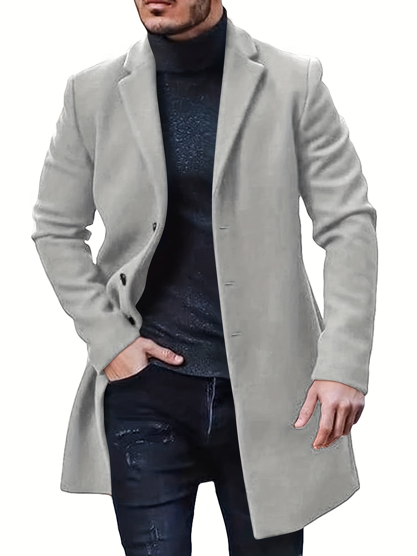 Casual Midlength Button Down Trench Coat for Men | Ideal for All Seasons