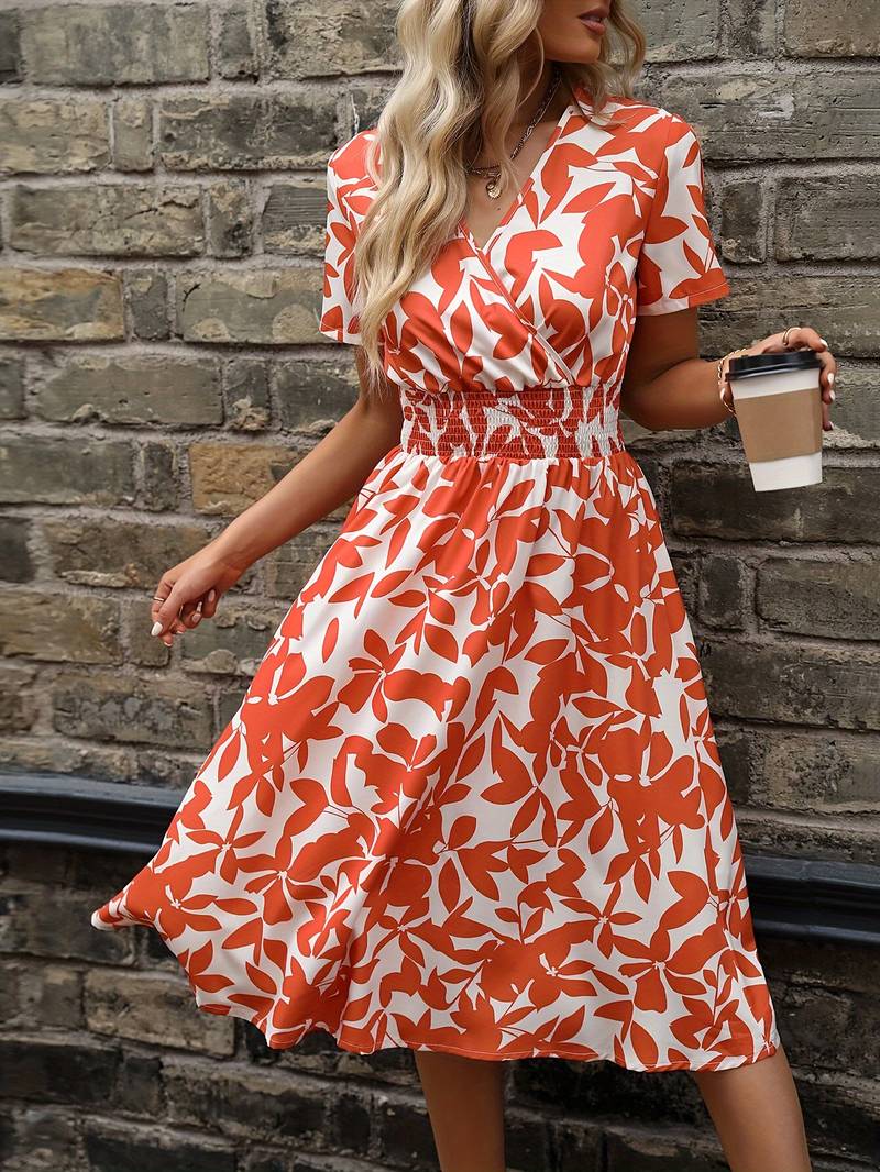 Amelia short sleeve floral wrap dress