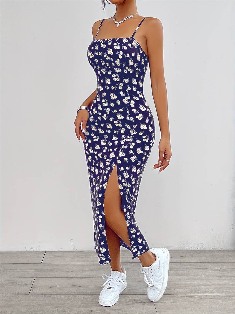 Isabella floral print split cami dress