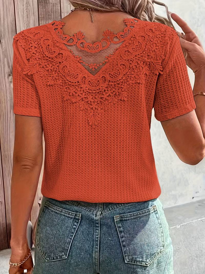 Rowena - contrast lace crew neck t-shirt