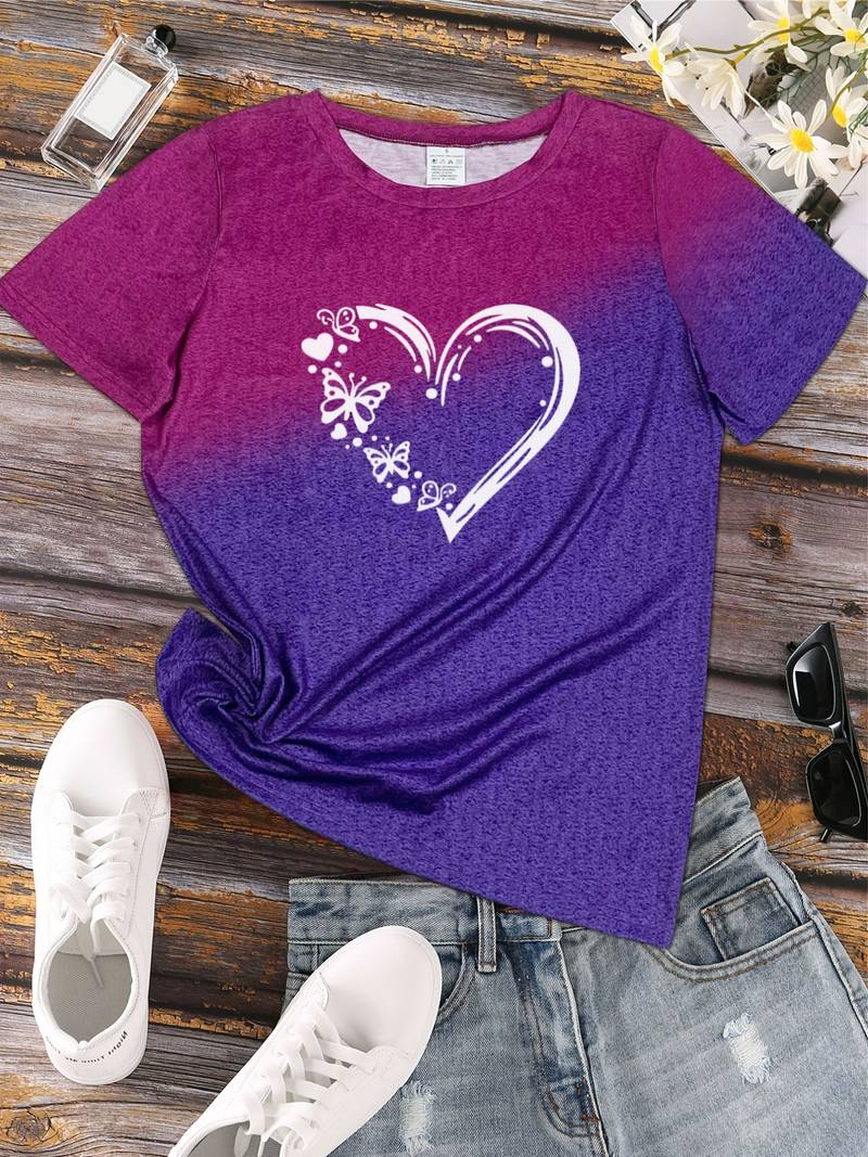 Ava – t-shirt with butterfly heart print and crew neck