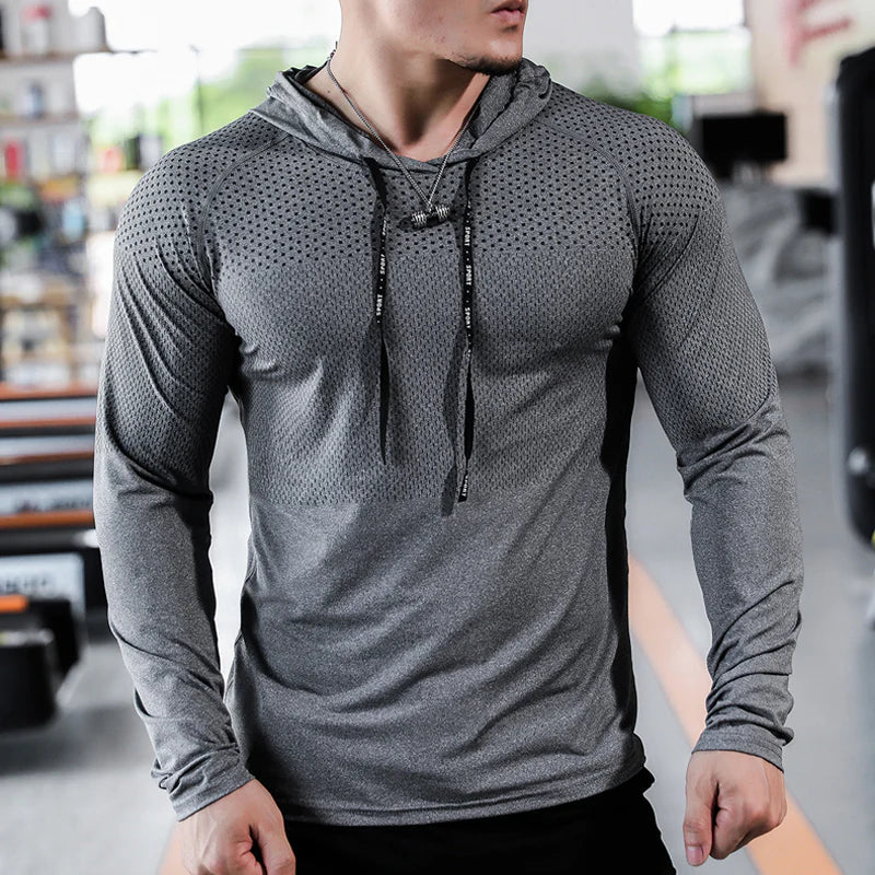 Breathable sports men's hooded shirt