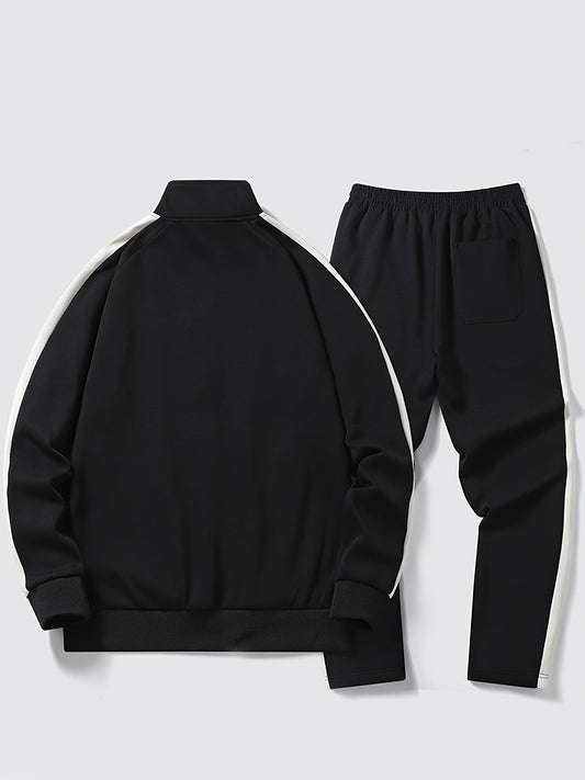 Casual Two Color Tracksuit Full Zip up Top and Drawstring Jogger Pants for Men | Ideal for Any Season