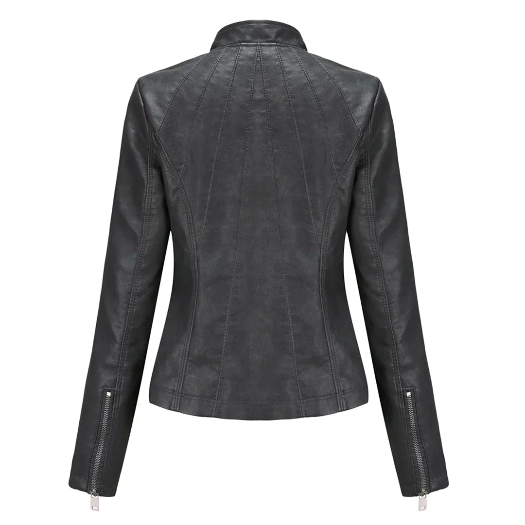 Comfortable Vegan Leather Jacket with Double Pocket for Women | Perfect for Casual Days