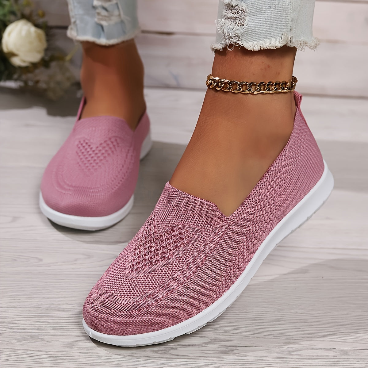 Elegant Solid Color Knitted Sneakers for Women | Perfect for Casual Days