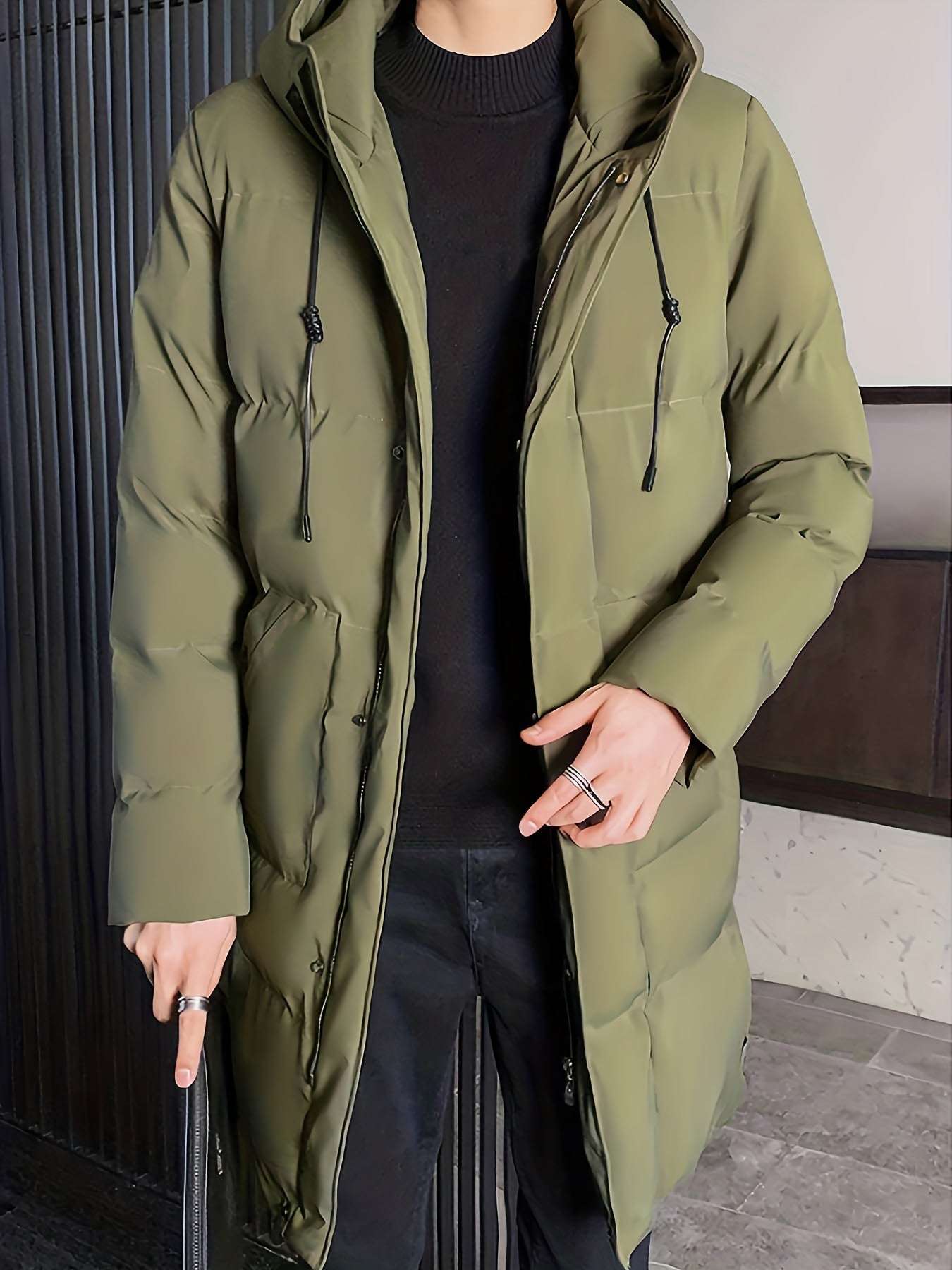 Warm Mid-Length Hooded Overcoat Winter Jacket for Men | Ideal for Winter