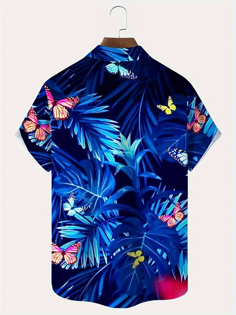 Jake - hawaiian butterfly floral print short sleeve shirt