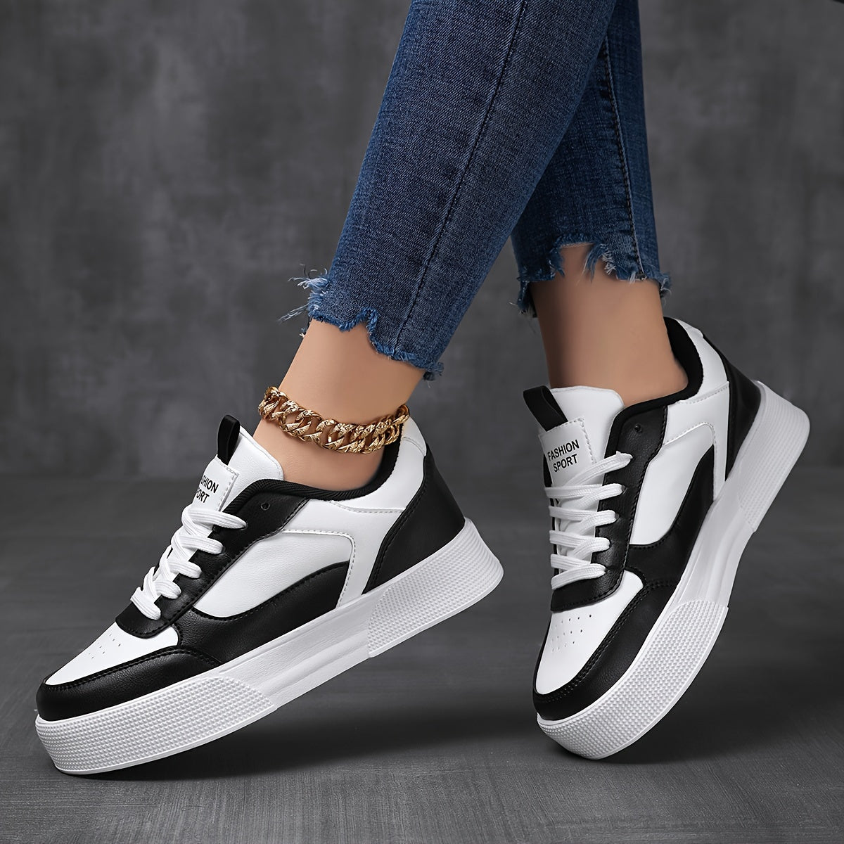 Elegant Contrast Color Platform Sneakers for Women | Perfect for Casual Days