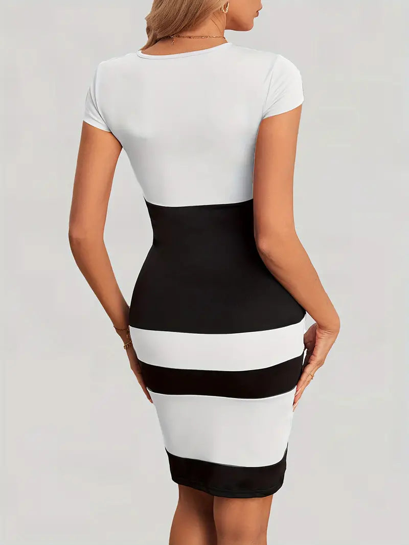 Reagan color block bodycon dress for spring