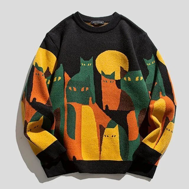 Julie™: Purr-fectly Cozy Unisex Cat Print Sweater