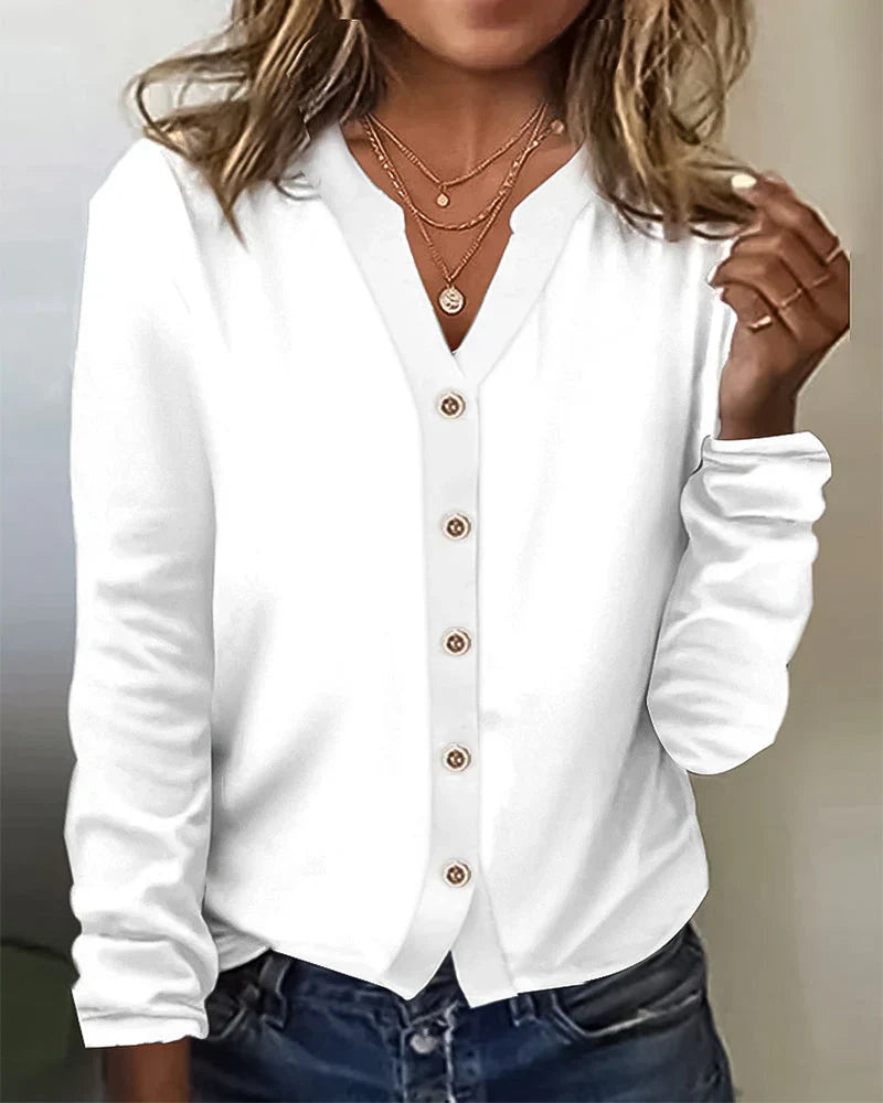 Isadora - elegant top with buttons made of cotton for everyday use