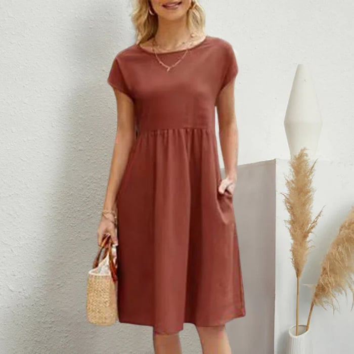 Hannah – cotton dress for women with a round neckline