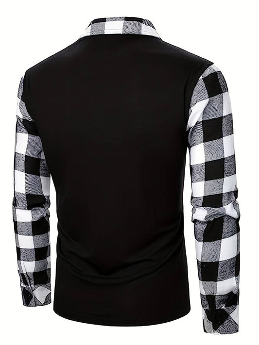 James long sleeve check flannel polo shirt