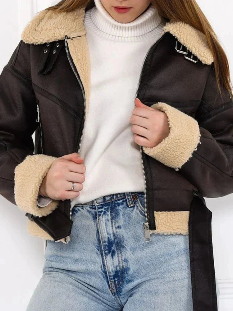 Faux Leather Shearling Jacket