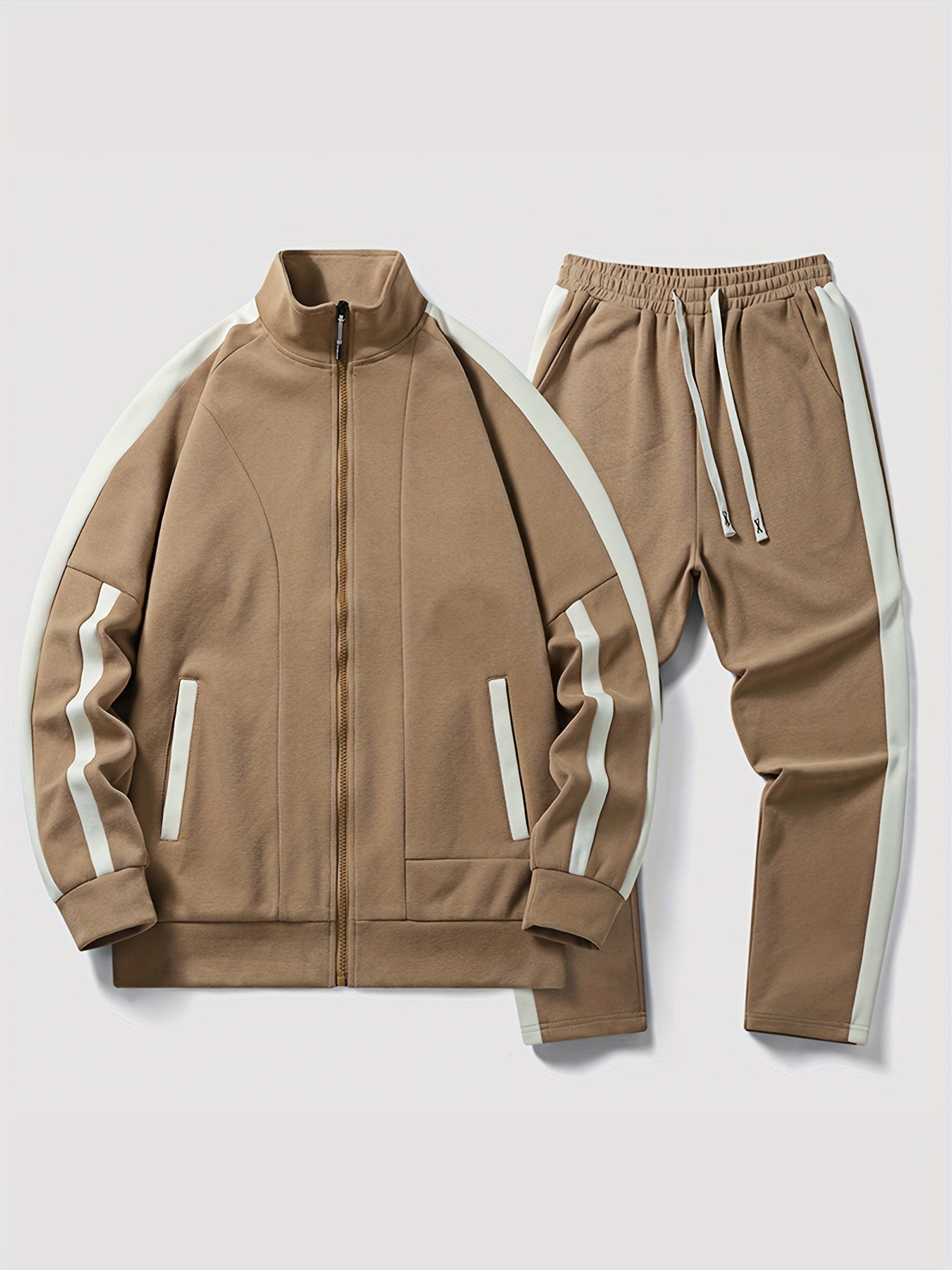 Casual Two Color Tracksuit Full Zip up Top and Drawstring Jogger Pants for Men | Ideal for Any Season