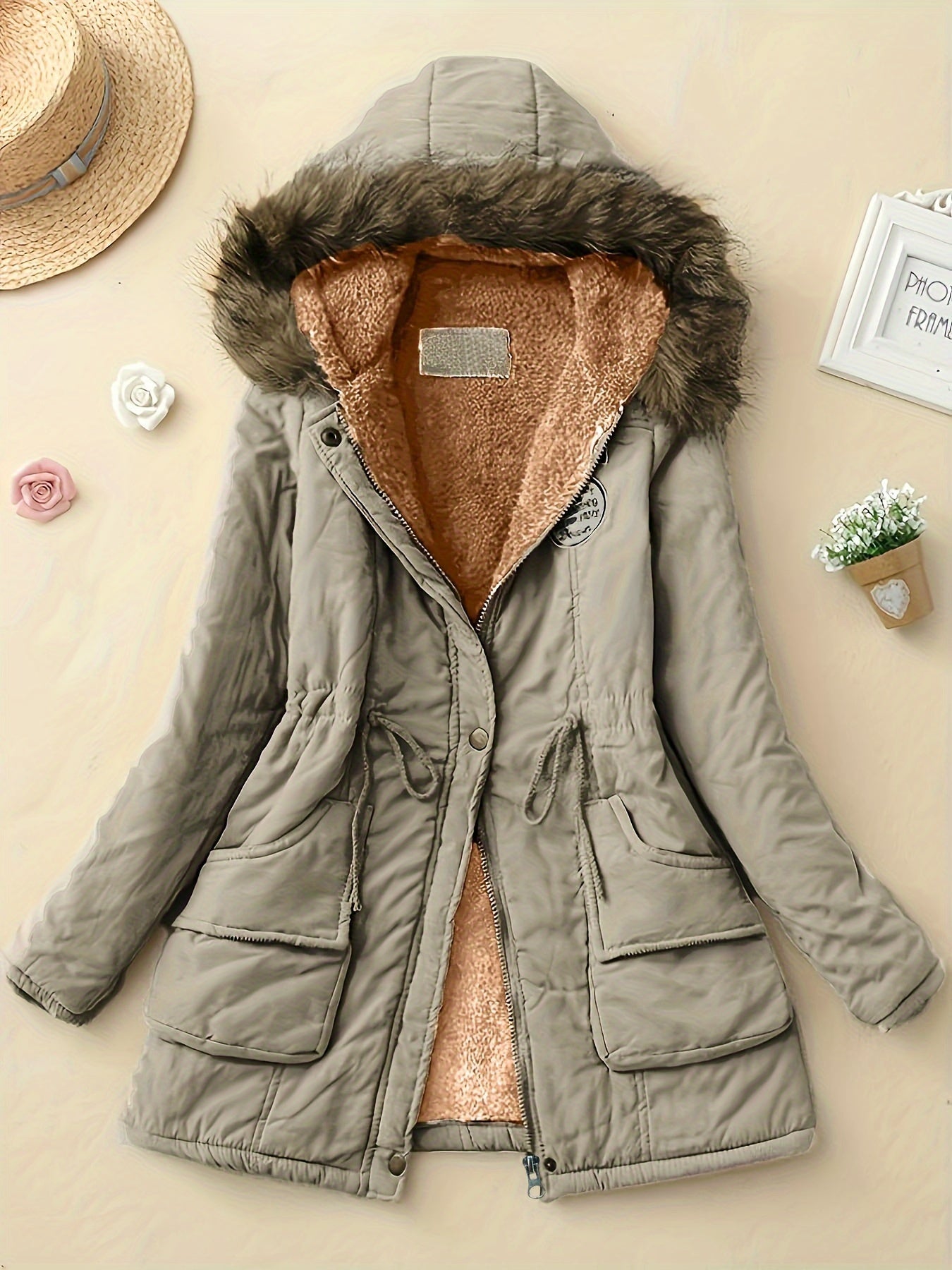 Stylish Warm Fleece Parka Winter Jacket with Vegan Fur for Women | Ideal for Winter