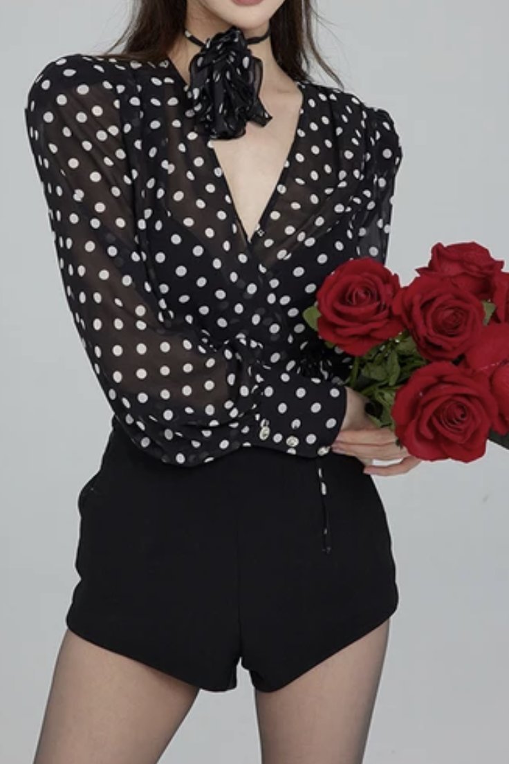 Gilda Polka Dot Long Sleeve Blouse