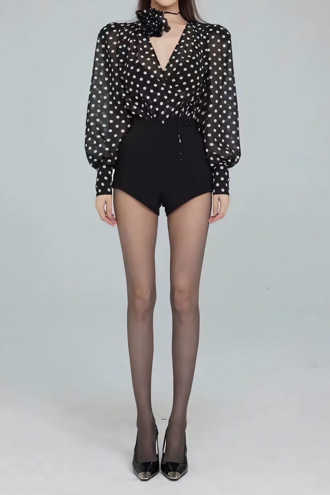 Gilda Polka Dot Long Sleeve Blouse