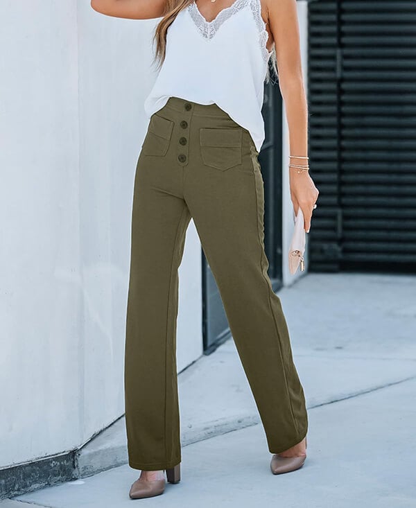 Gyula - elastic casual trousers with a high waist