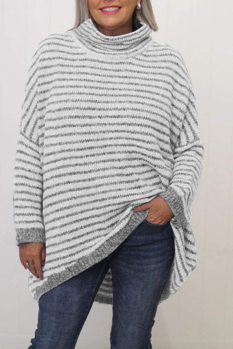 Iwoen™ - Striped turtleneck sweater