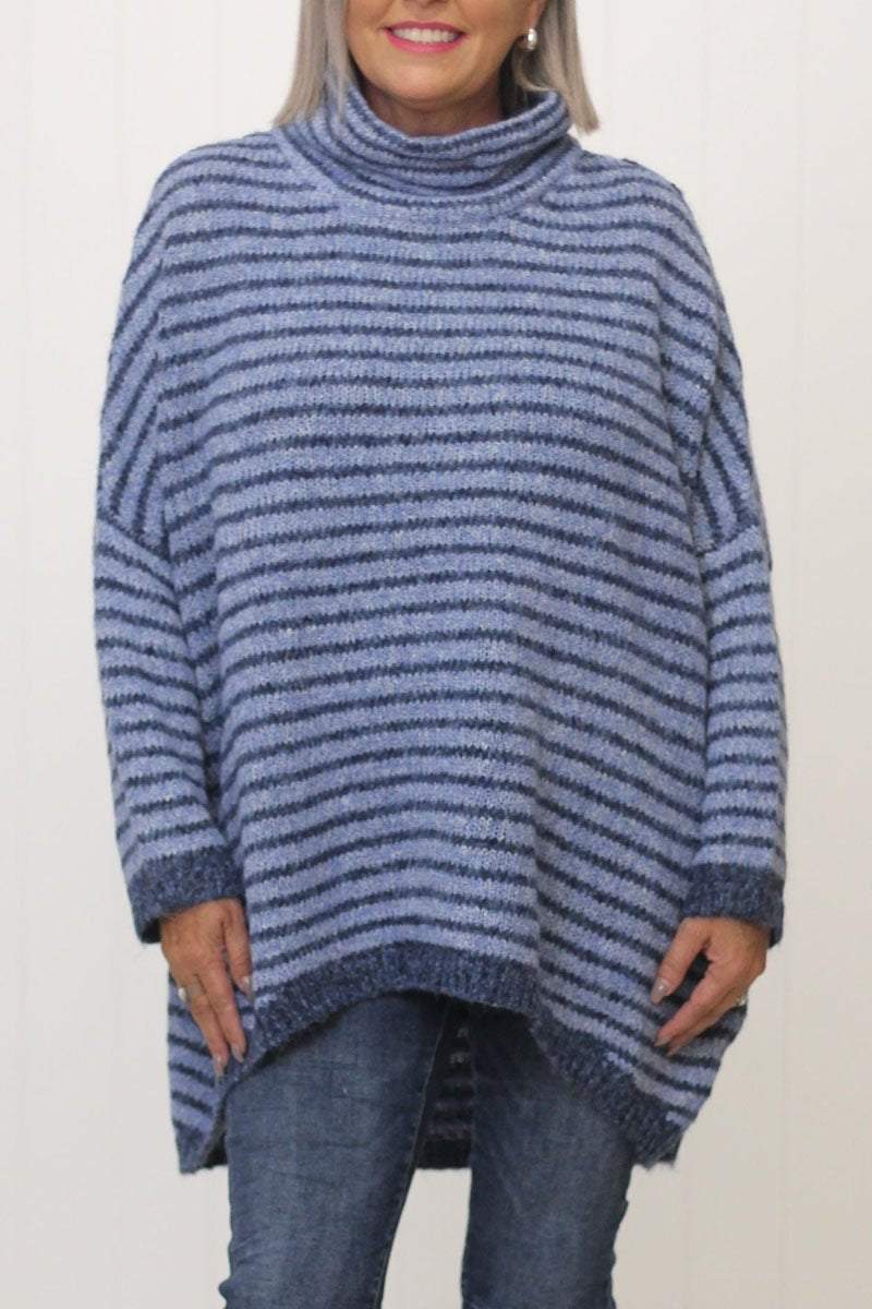 Iwoen™ - Striped turtleneck sweater