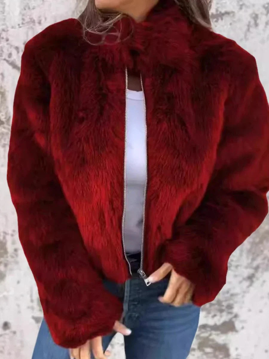 Kaylen | elegant fur coat with zipper