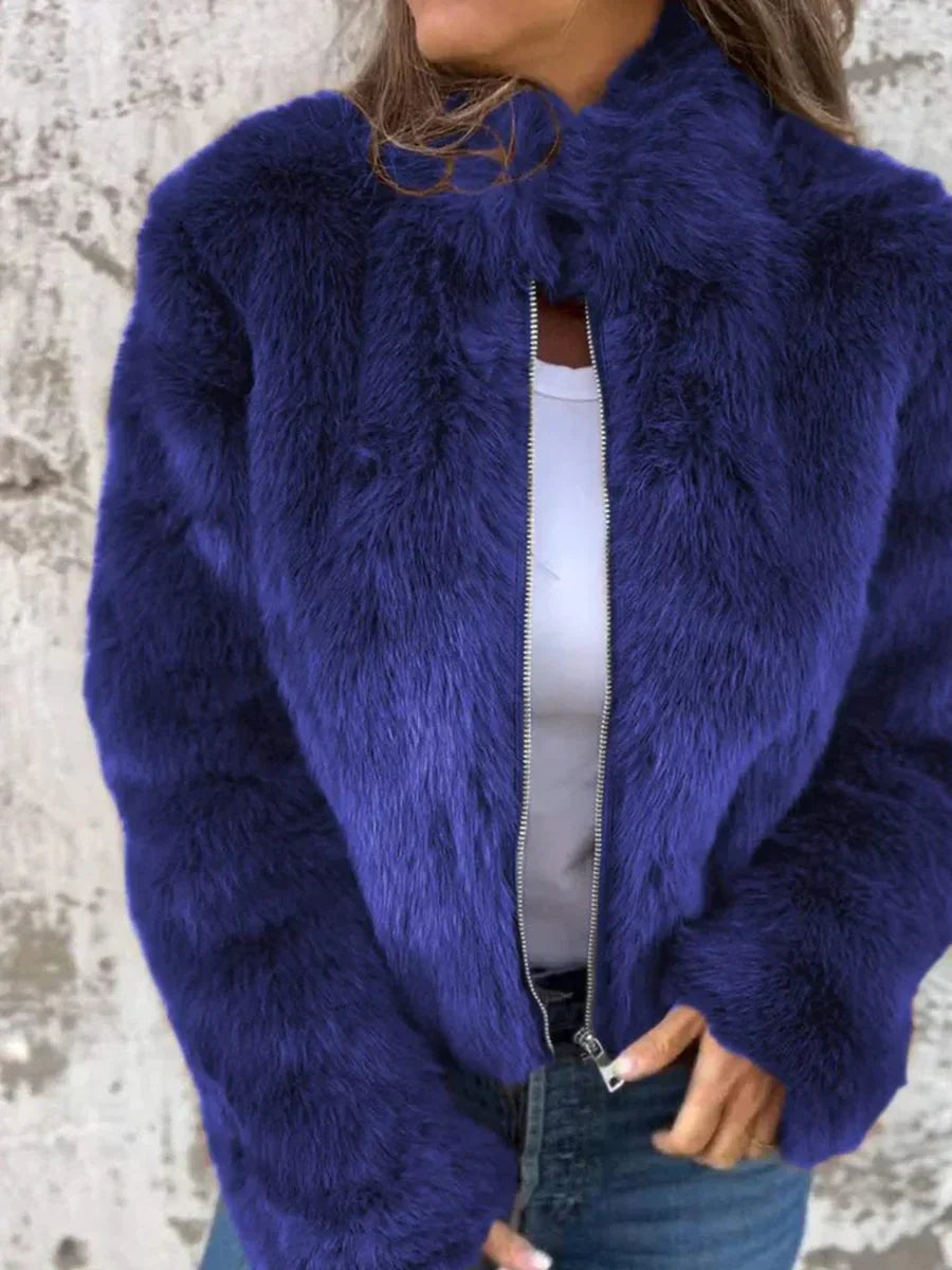 Kaylen | elegant fur coat with zipper