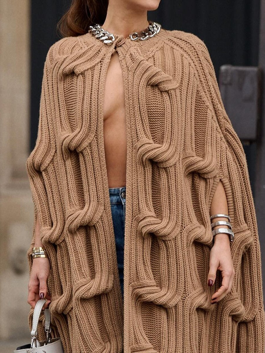 Abbie™ - Knitted Cape with Neck Embellishment