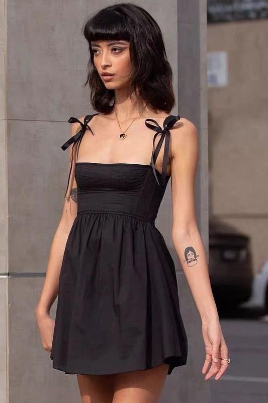 Kayla Bowknot Shoulder Straps Mini Dress