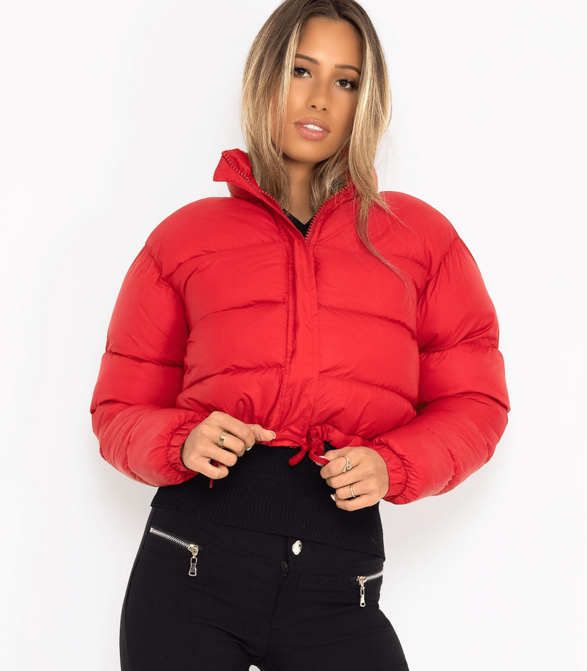 Short puffer jacket with drawstring - carry