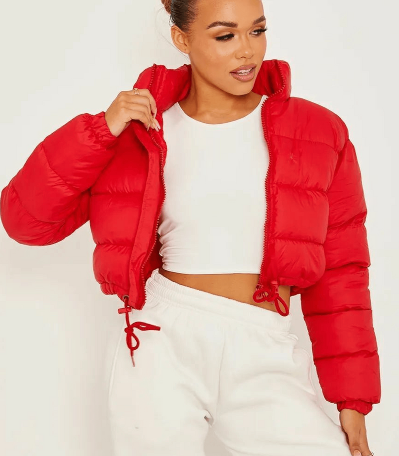 Short puffer jacket with drawstring - carry