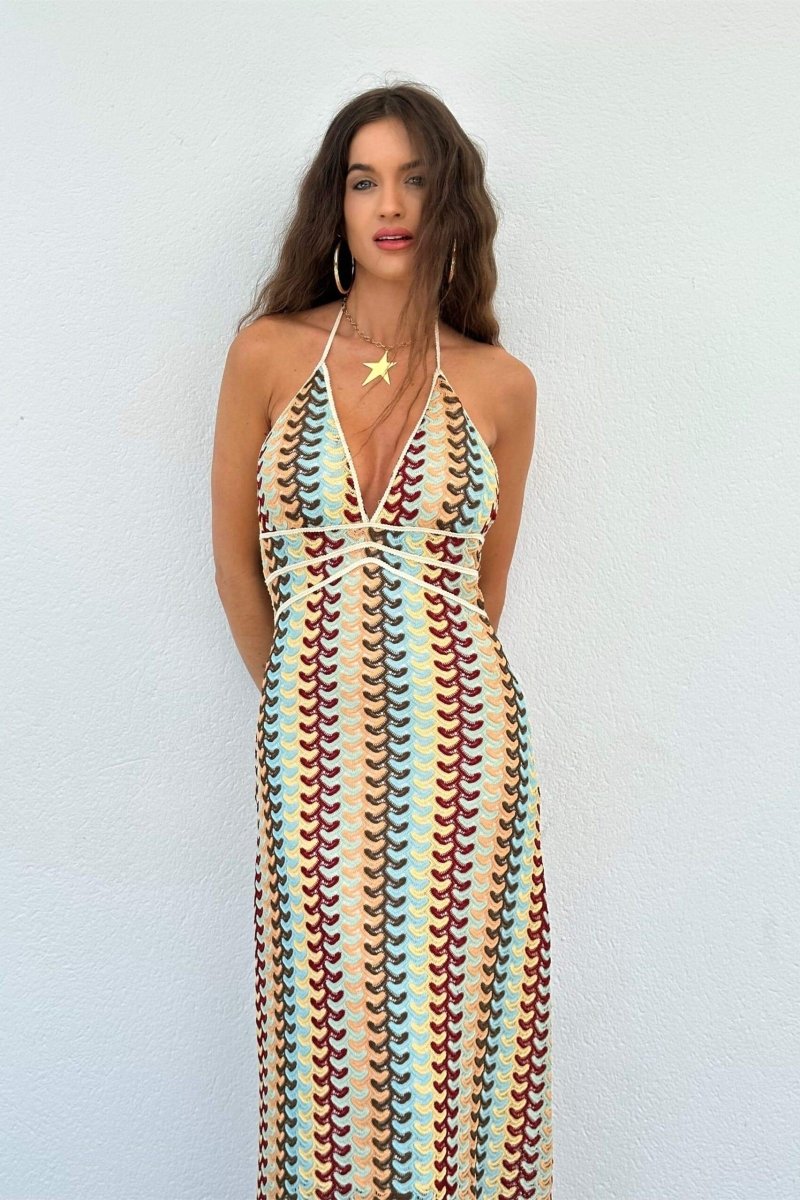 Lydia Halterneck Crochet Maxi Dress