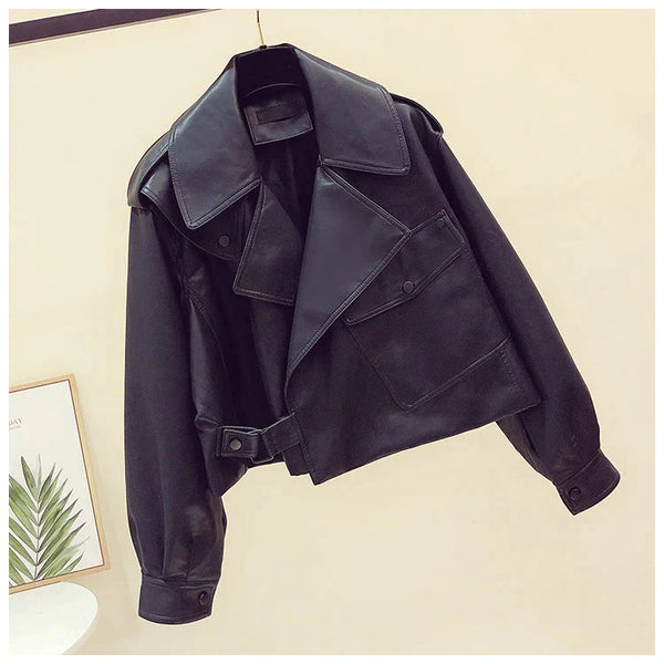 Vintage Vegan Leather Biker Jacket for Women | Ideal for All Seasons