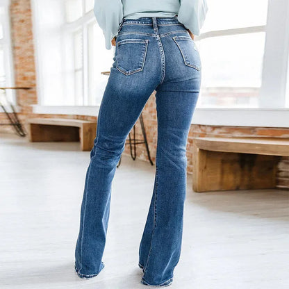 Trendy high-waisted jeans for fashion-conscious women in winter