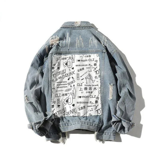 Mesha - men's denim jacket with patch on the back