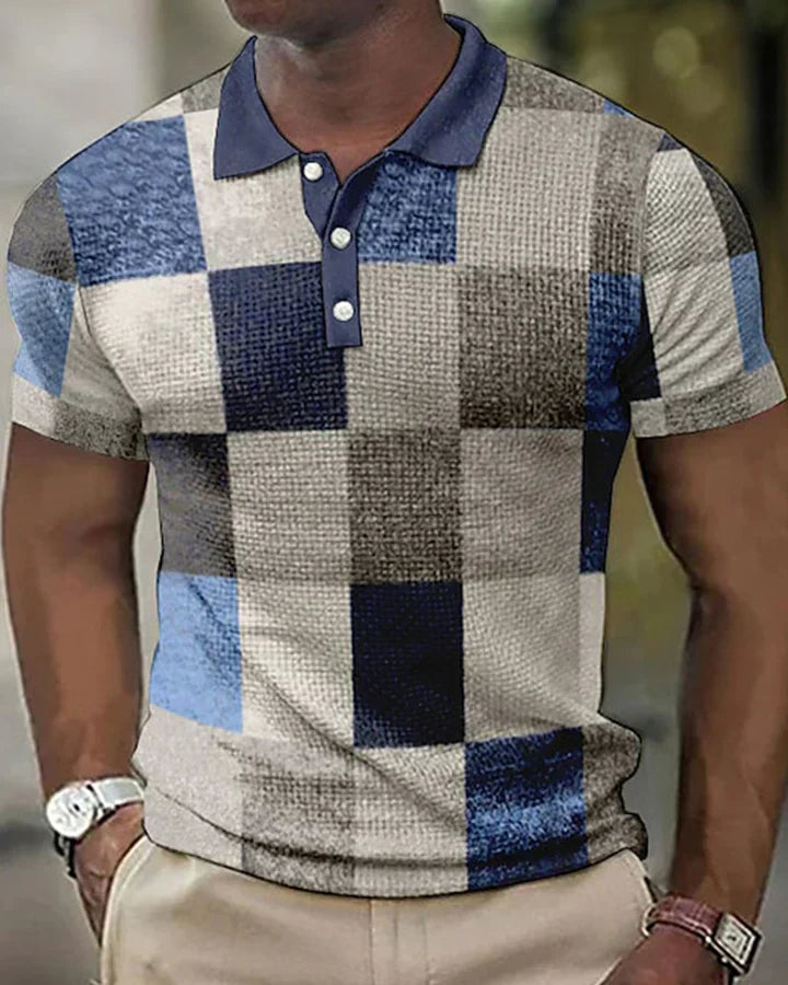 Zandas - short-sleeved polo shirt with checked print