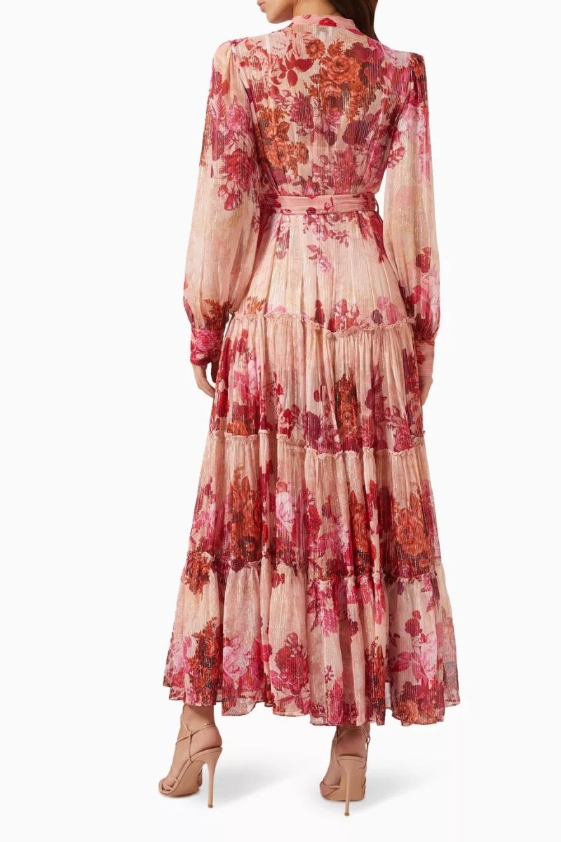 Sylvia Floral Maxi-jurk met lange mouwen