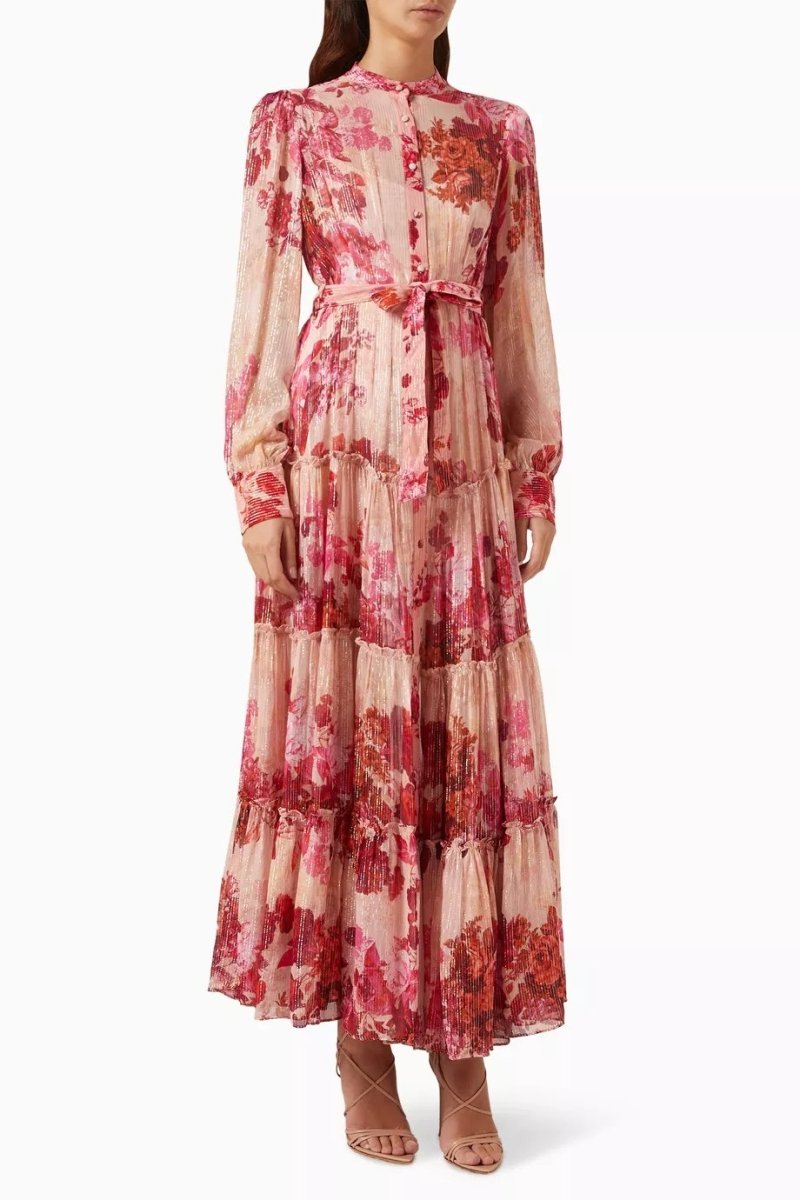 Sylvia Floral Maxi-jurk met lange mouwen