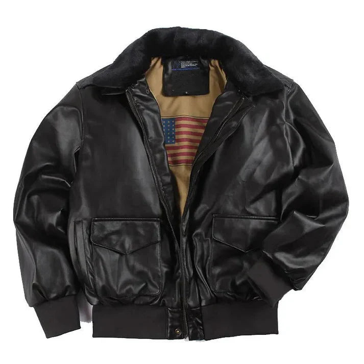 Winter vintage leather motorcycle jacket - alwin