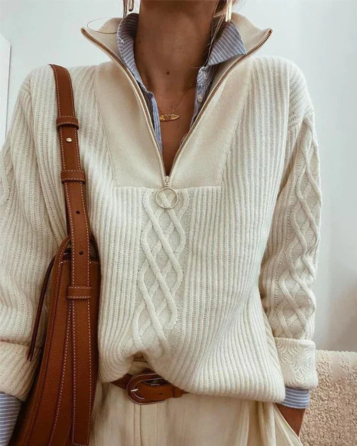 Solid color turtleneck with zipper